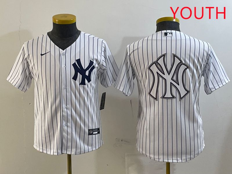 Youth New York Yankees Blank White Stripe Game 2025 Nike MLB Jersey style 18->youth mlb jersey->Youth Jersey